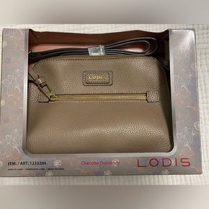 Lodis Taupe/Pebble Leather Crossbody Bag